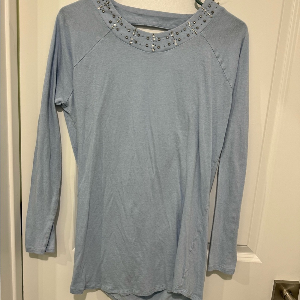 Victoria's Secret Gray Embellished 3/4 Sleeve Blouse